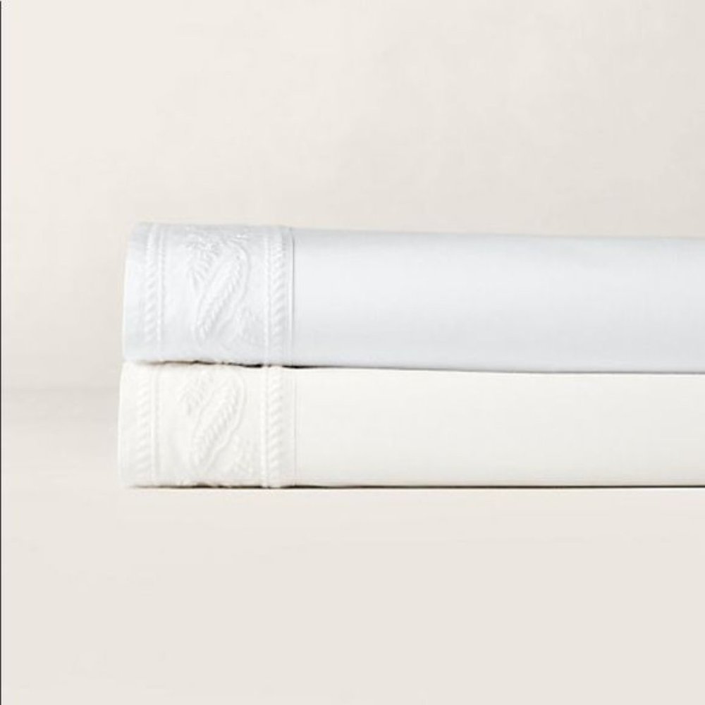 RALPH LAUREN Queen Katrine Flat Sheet, Color: Off White